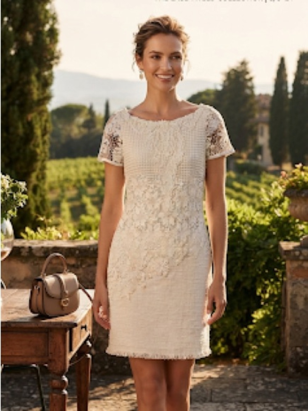 ELIE TAHARI EMBROIDERED WHITE COTTON DRESS 2